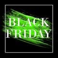 Black banner concept with green watercolor stroke. Abstract black friday banner concept