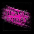 Black banner concept with purple watercolor stroke. Abstract black friday modern banner