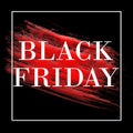 Black banner concept with red paint smear. Abstract black friday banner concept