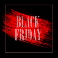 Black banner concept with red watercolor stroke. Abstract black friday modern banner