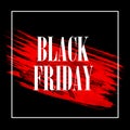 Black banner concept with red watercolor stroke. Abstract black friday banner concept