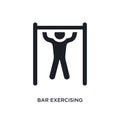 black bar exercising isolated vector icon. simple element illustration from gym and fitness concept vector icons. bar exercising