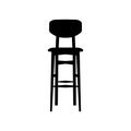 Black bar stool vector illustration. Bar chair. High chair. Interior design. Vector flat illustration