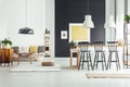 Kitchen island with bar stools Royalty Free Stock Photo