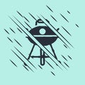Black Barbecue grill icon isolated on green background. BBQ grill party. Glitch style. Vector Royalty Free Stock Photo