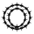 Black barbed wire circular frame illustration on white background representing danger and protection Royalty Free Stock Photo