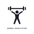 black barbell weightlifting isolated vector icon. simple element illustration from gym and fitness concept vector icons. barbell Royalty Free Stock Photo