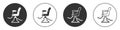 Black Barbershop chair icon isolated on white background. Barber armchair sign. Circle button. Vector Royalty Free Stock Photo
