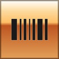 Black Barcode icon isolated on gold background. Vector Illustration