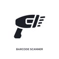 black barcode scanner isolated vector icon. simple element illustration from e-commerce concept vector icons. barcode scanner