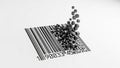 Barcode dissolving into abstract 3D cubes on a white background data digital Royalty Free Stock Photo