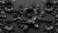 Black bas-relief carving of flowers on a wall Royalty Free Stock Photo