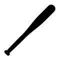 Fun Black Baseball Bat Icon on the white background. Club