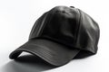 Ai Generative Black baseball cap mockup isolated on white background. Side view. Close up