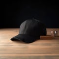 Black baseball cap mockup template for branding on dark