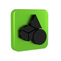 Black Basic geometric shapes icon isolated on transparent background. Green square button.