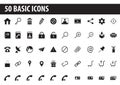 50 Black basic web icons Royalty Free Stock Photo