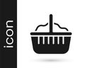 Black Basket icon isolated on white background. Happy Easter. Vector Royalty Free Stock Photo