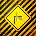 Black Basketball backboard icon isolated on yellow background. Warning sign. Vector