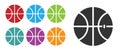 Black Basketball ball icon isolated on white background. Sport symbol. Set icons colorful. Vector Illustration Royalty Free Stock Photo