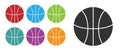Black Basketball ball icon isolated on white background. Sport symbol. Set icons colorful. Vector Illustration Royalty Free Stock Photo