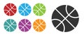 Black Basketball ball icon isolated on white background. Sport symbol. Set icons colorful. Vector Illustration Royalty Free Stock Photo