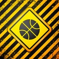 Black Basketball ball icon isolated on yellow background. Sport symbol. Warning sign. Vector Illustration