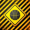 Black Basketball ball icon isolated on yellow background. Sport symbol. Warning sign. Vector Illustration