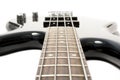 Black bass guitar with strained strings Royalty Free Stock Photo