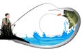 Black bass spinning sport fishing sticker black bass spinning sport fishing sticker