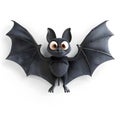 Black bat 3d icon isolated on white background. Royalty Free Stock Photo
