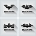 Black bat Set. Symbol. Vector logo template, emblem Royalty Free Stock Photo