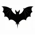 Black Bat Silhouette on White Background Royalty Free Stock Photo