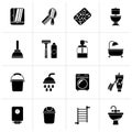 Black Bathroom and hygiene objects icons Royalty Free Stock Photo