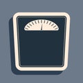 Black Bathroom scales icon isolated on grey background. Weight measure Equipment. Weight Scale fitness sport concept