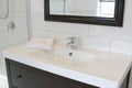 Black bathroom vanity and mirror Royalty Free Stock Photo