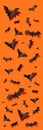 Black bats close-up Halloween vertical banner Royalty Free Stock Photo