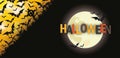 Black Bats Halloween Full Moon Header Royalty Free Stock Photo