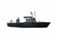 Black battle ship under the white background Royalty Free Stock Photo