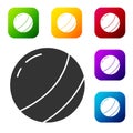 Black Beach ball icon isolated on white background. Children toy. Set icons in color square buttons. Vector Royalty Free Stock Photo