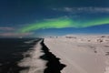 Beautiful panoramic Aurora Borealis or better known as The Northern Lights for background view in Iceland, Jokulsarlon