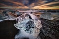 Black beach icebergs Royalty Free Stock Photo