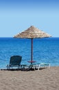 Black Beach Umbrella - Greece Royalty Free Stock Photo