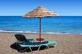 Black Beach Umbrella in Greece Royalty Free Stock Photo