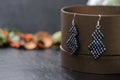 Black beaded earrings hematite color