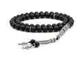 Black beaded prayer necklace with silver accents Royalty Free Stock Photo