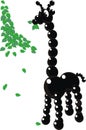 Black beads giraffe and green leaves