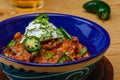 Black Bean Chili Con Carne in Bowl with Corn Bread Royalty Free Stock Photo