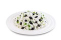 Black bean cilantro lime rice in a plate on a white isolated background Royalty Free Stock Photo