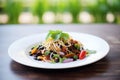 black bean pasta on a white plate